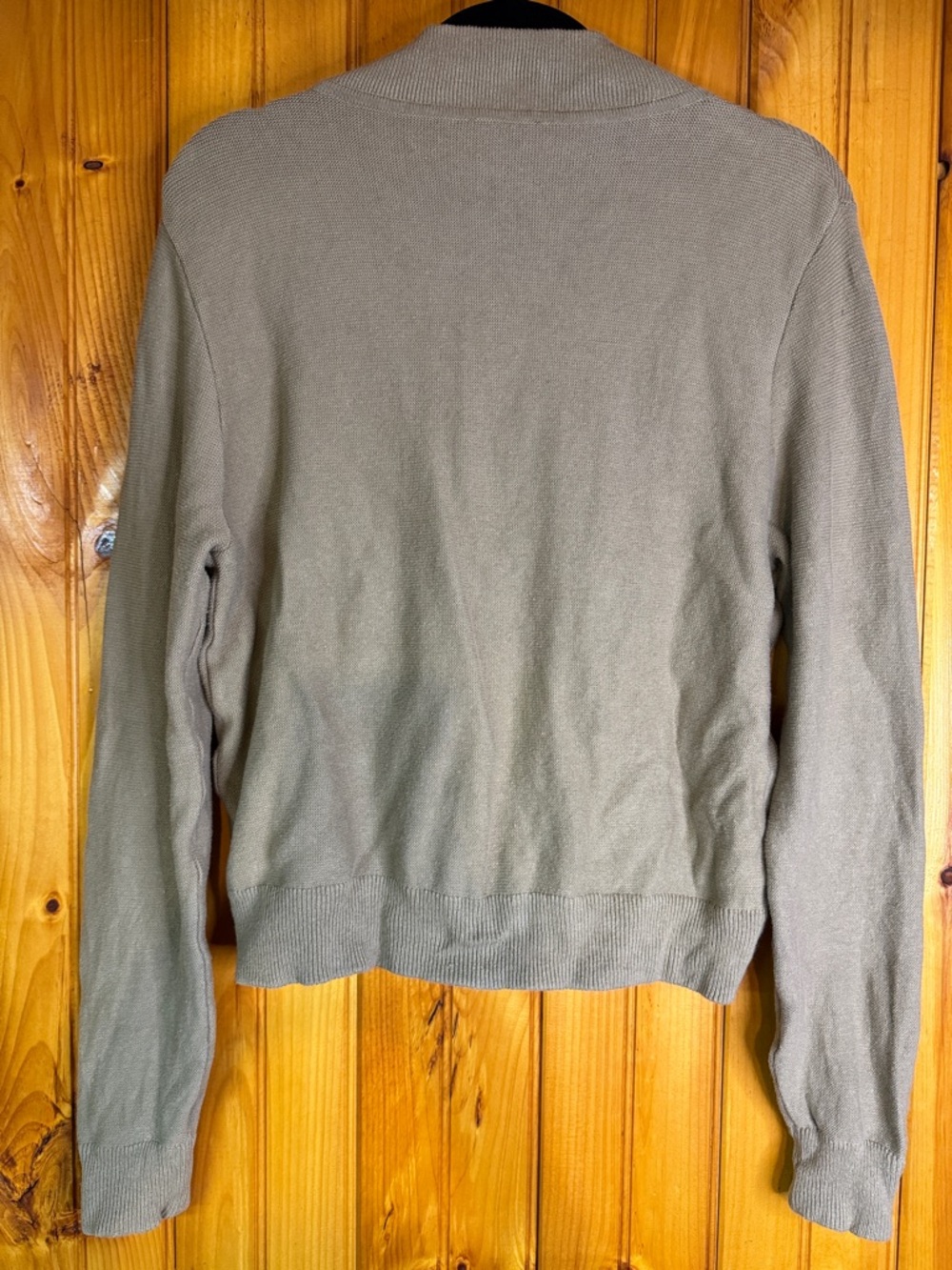Worth Olive-Tan Knit Green Zip-Front Cardigan Sweater - Picture 5 of 7